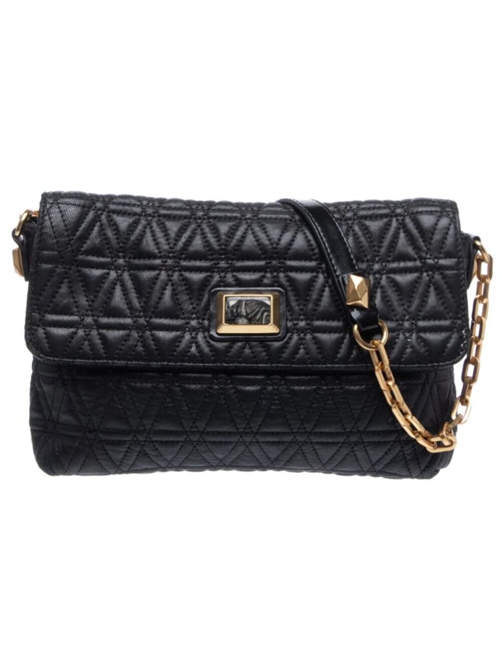 MARC BY MARC JACOBS Black Quilted Lambskin Leather Chain Shoulder Bag